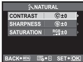 NATURAL CONTRAST ⊕±0 SHARPNESS ⊕±0 SATURATION RGB ±0 BACK→MENU → SET→OK