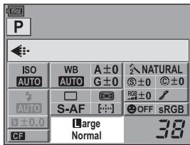 ISO AUTO S-AF Large Normal A ± 0 G ± 0 ± 0 ± 0 ± 0 NATURAL ± 0 ± 0 RGB ± 0 OFF sRGB 38