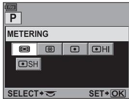 P METERING SH SELECT→ SET→OK