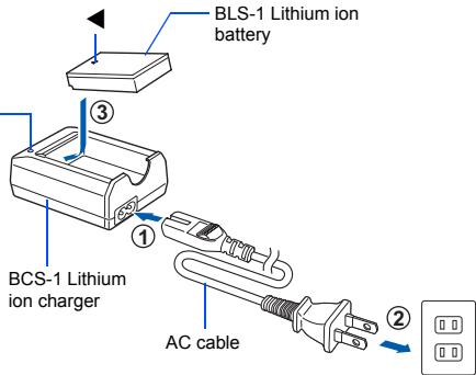 BLS-1 Lithium ion battery ③ BCS-1 Lithium ion charger ① AC cable ②