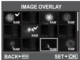 IMAGE OVERLAY RAW RAW RAW RAW RAW RAW RAW RAW BACK→MENU SET→OK