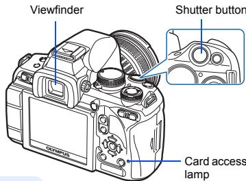 Viewfinder Shutter button Card access lamp