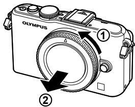 OLYMPUS E-PL3 - Attaching a lens to the camera - 2
