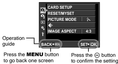 OLYMPUS E-5 - Press the MENU button to display the menu - 1