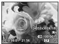 OLYMPUS E-5 - Use or to select images you want to view. You can also turn to switch to Q for close-up playback. - 2