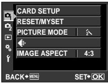 OLYMPUS E-5 - Press the MENU button - 1