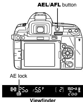 OLYMPUS E-5 - Press the AEL/AFL button at the position where you wish to lock the metering values and the exposure will be locked. - 1