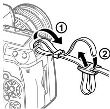 OLYMPUS E-5 - Attaching the strap - 1