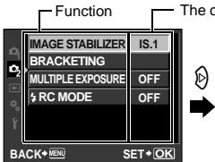 OLYMPUS E-5 - Use to select a function and to go to the setting screen - 1