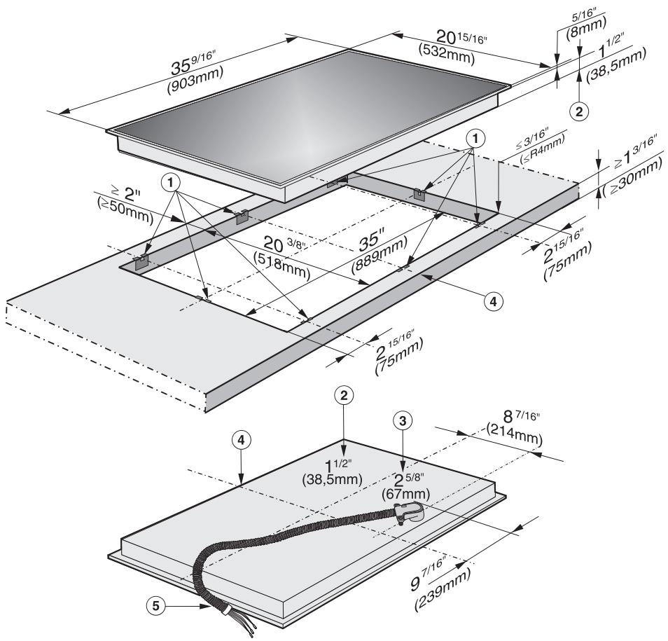 MIELE KM 5676 - Installation dimensions - 1