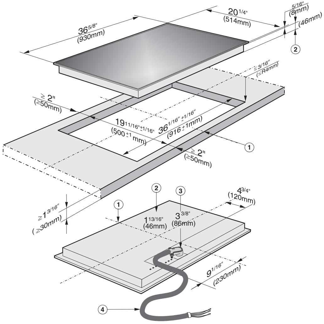 MIELE KM 5773 - Safety distances above the appliance - 4