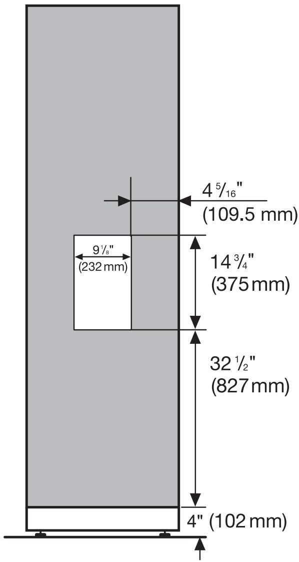 MIELE F1471SF  - INSTALLATION MANUAL - Door dimensions (open 115^ ) - 2