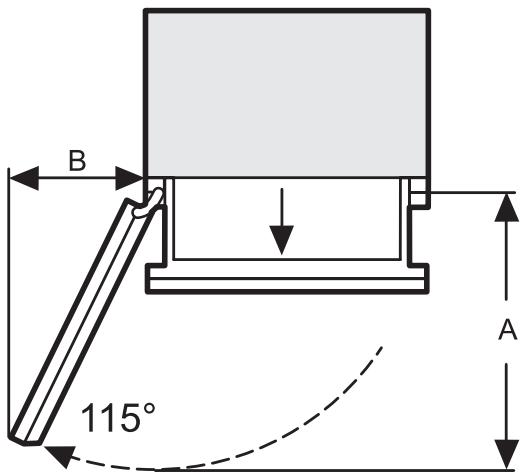 MIELE F1471SF  - INSTALLATION MANUAL - Door dimensions (open 115^ ) - 1