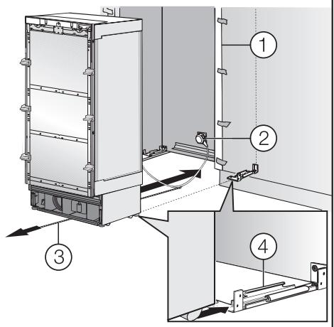 MIELE F1811VI - INSTALLATION MANUAL - Sliding the appliance into the installation niche - 2
