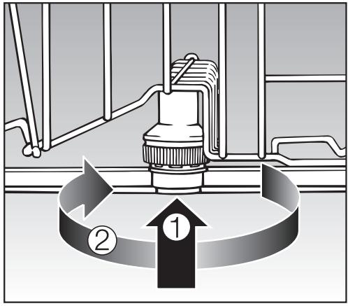 MIELE DIMENSION G 5505 SCI  - INSTALLATION SHEET FOR I-MODELS (PRINT ON 11X17 PAPER FOR BETTER READABILITY) - Removing the spray arms - 1