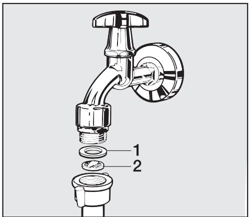 MIELE W 1203 - Cleaning the inlet hose filter - 1