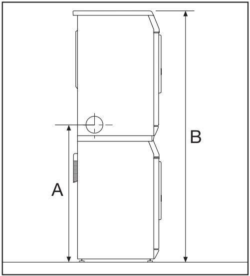 MIELE T 1413 - Height of vent adapter in a stacked installation - 1