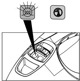 Diagram showing a car interior with a sensor icon and a numbered symbol, likely illustrating vehicle safety or navigation.