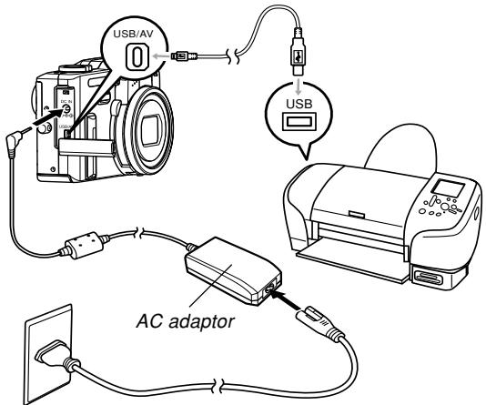 CASIO EX-P600 - Connect the optionally available AC adaptor to the camera. - 1