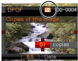 DPOF 01 100-0004 Copies of this image. 01 copies BS : Date