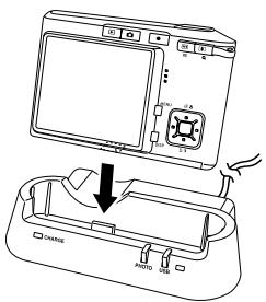 Diagram showing device installation with labeled ports and a downward arrow indicating process flow