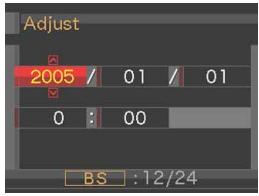 Adjust 2005 / 01 / 01 0 : 00 BS : 12/24