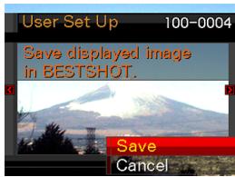 User Set Up 100-0004 Save displayed image in BESTSHOT. Save Cancel