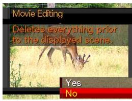 Movie Editing Deletes everything prior to the displayed scene. Yes No