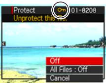 CASIO EXILIM EX-FC100 - [▶] (PLAY) → [MENU] → PLAY Tab → Protect - 1