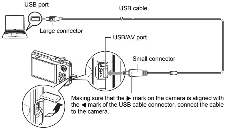 CASIO EXILIM EX-FC100 - Turn off the camera and then use the USB cable that comes with the camera to connect it to your computer. - 1