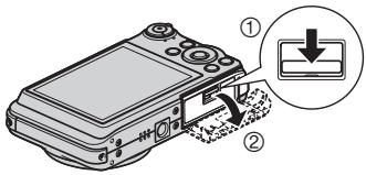 CASIO EXILIM EX-FC100 - Press [ON/OFF] to turn off the camera and then open the battery cover. - 1