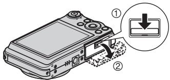 CASIO EXILIM EX-FC100 - Open the battery cover. - 1