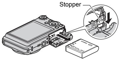 CASIO EXILIM EX-FC100 - Open the battery cover and remove the current battery. - 1