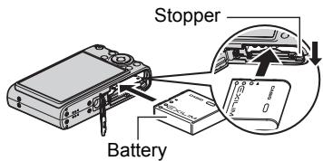 CASIO EXILIM EX-Z100 - Load the battery. - 1