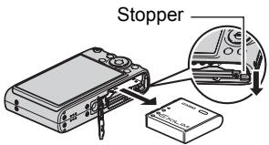 CASIO EXILIM EX-Z100 - Open the battery cover and remove the current battery. - 1
