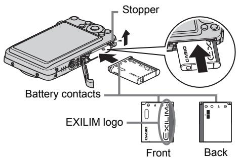 CASIO EXILIM EX-Z2 - Load the battery. - 1