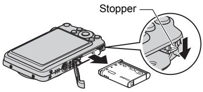 CASIO EXILIM EX-Z2 - Open the battery cover and remove the current battery. - 1