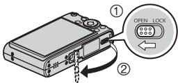 CASIO EXILIM EX-Z200 - Open the battery cover. - 1