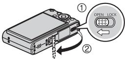 CASIO EXILIM EX-Z200 - Press [ON/OFF] to turn off the camera and then open the battery cover. - 1