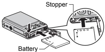 CASIO EXILIM EX-Z22 - Load the battery. - 1
