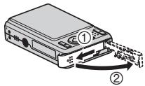 CASIO EXILIM EX-Z22 - Press [ON/OFF] to turn off the camera and then open the battery cover. - 1