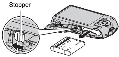 CASIO EXILIM EX-Z2200 - Open the battery cover and remove the current battery. - 1