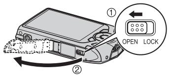 CASIO EXILIM EX-Z2200 - Open the battery cover. - 1