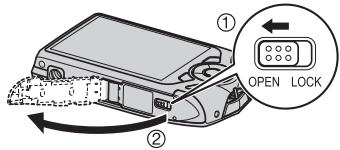 CASIO EXILIM EX-Z2200 - Press [ON/OFF] to turn off the camera and then open the battery cover. - 1