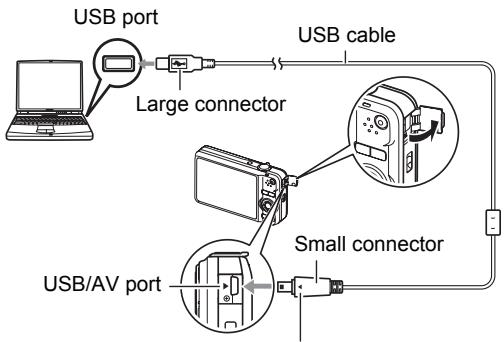 CASIO EXILIM EX-Z25 - Turn off the camera and then use the USB cable that comes with the camera to connect it to your Macintosh. - 1