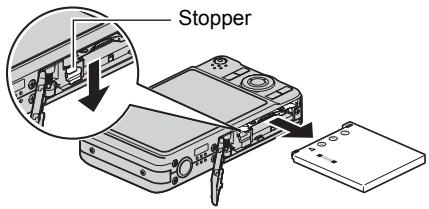 CASIO EXILIM EX-Z25 - Open the battery cover and remove the current battery. - 1
