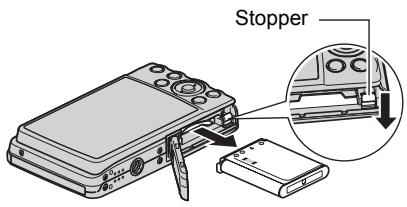 CASIO EXILIM EX-Z280 - Open the battery cover and remove the current battery. - 1