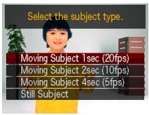 CASIO EXILIM EX-Z280 - Specifying the Subject Type and CS Speed - 1