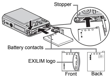 CASIO EXILIM EX-Z29 - Load the battery. - 1