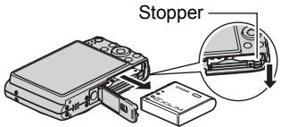 CASIO EXILIM EX-Z300 - Open the battery cover and remove the current battery. - 1